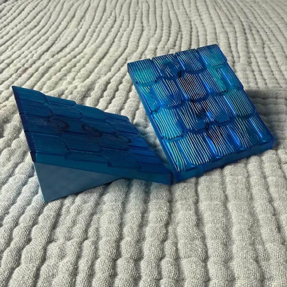2 Duplo Lego Blue Shingled Roof Slope Bricks Pieces Transparent Top Bob Builder
